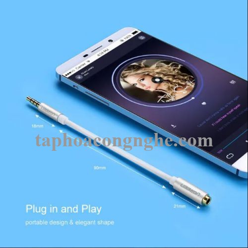 Ugreen 30746 20CM màu Đen Cáp âm thanh 3.5mm nối dài 30746 30030746